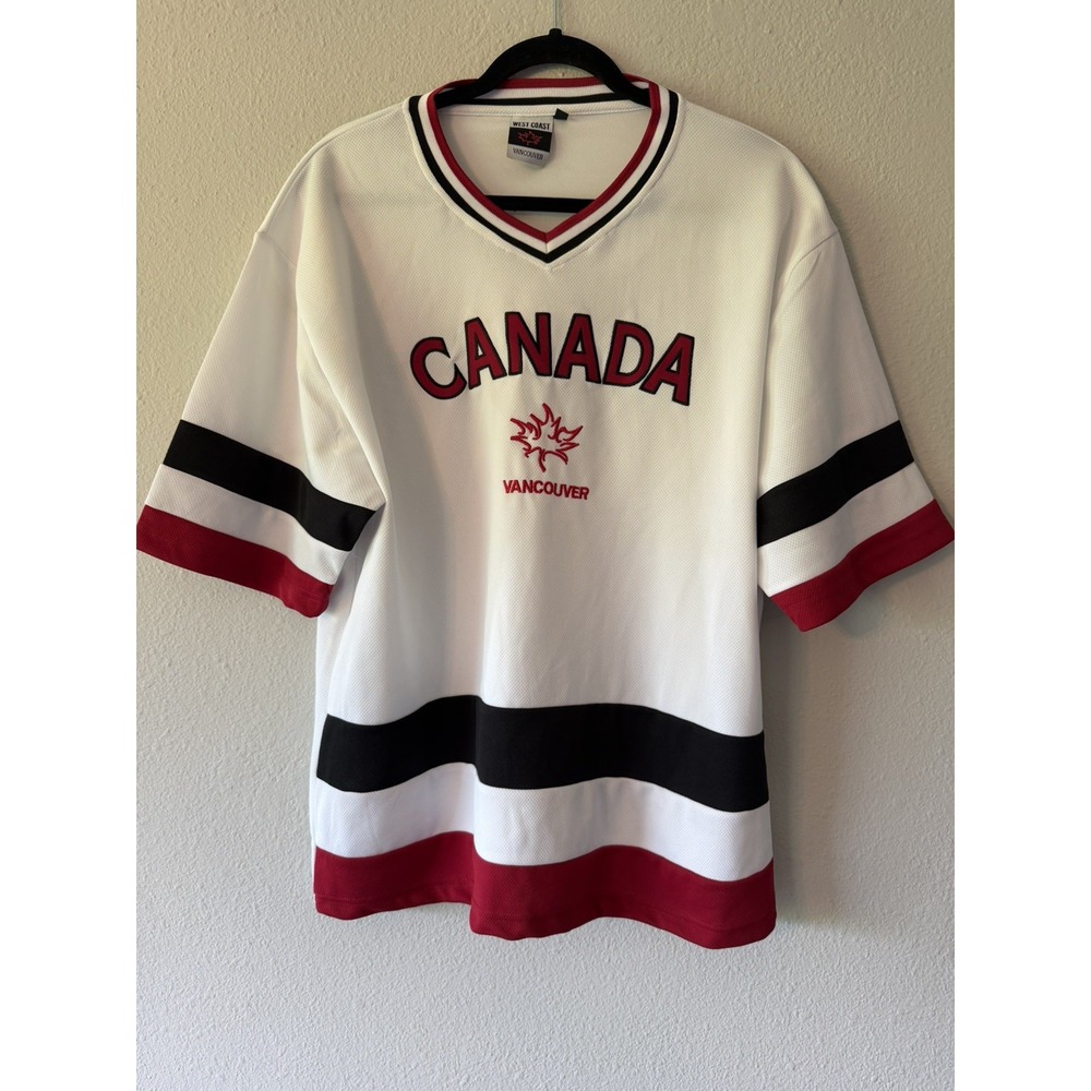 West Coast CANADA Jersey Unisex White Red Embroidered  Hockey Athleisure